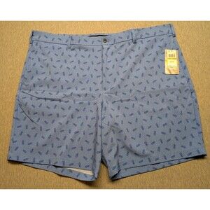 New Pga Tour Shorts Men's 8" Blue Pineapple Print Golf Performance Size 44"